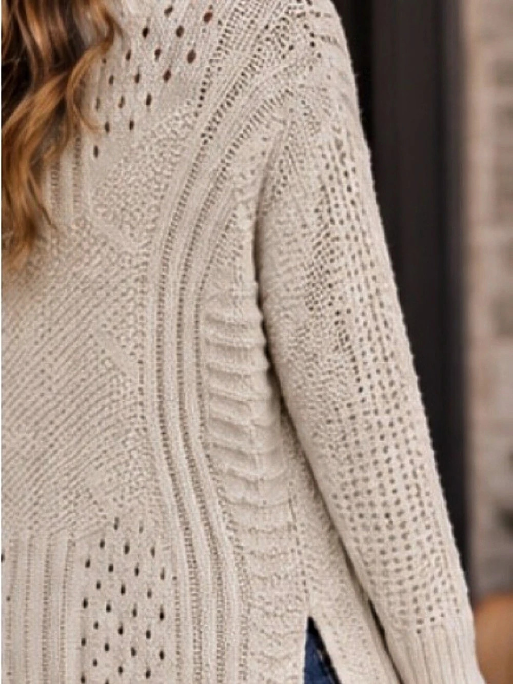 26-28 ptp Black Tape Open Knit Cowl Neck Sweater Cream Small